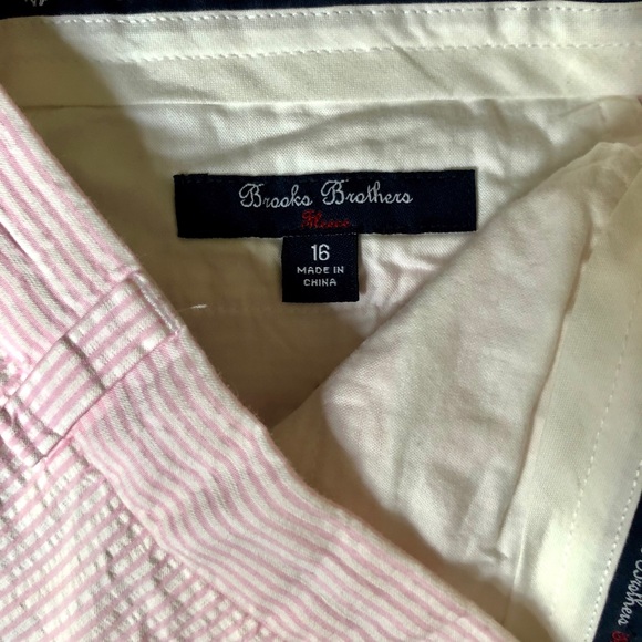 BROOKS BROTHERS Boys Sz 16 Pink Seersucker Shorts - Picture 3 of 4